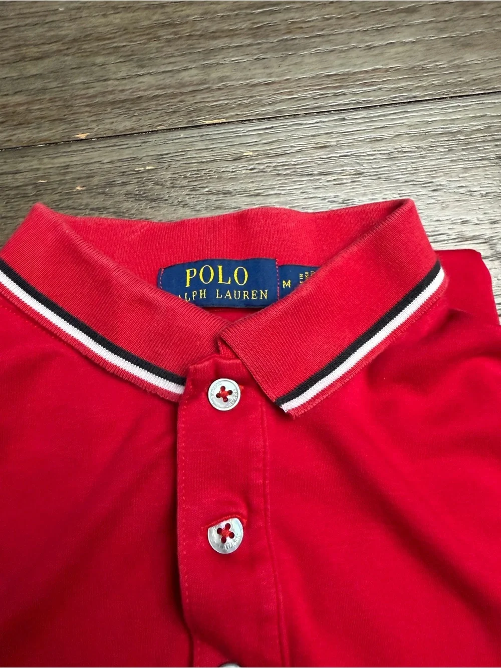 Ralph Lauren Red Polo with Navy Contrast Trim